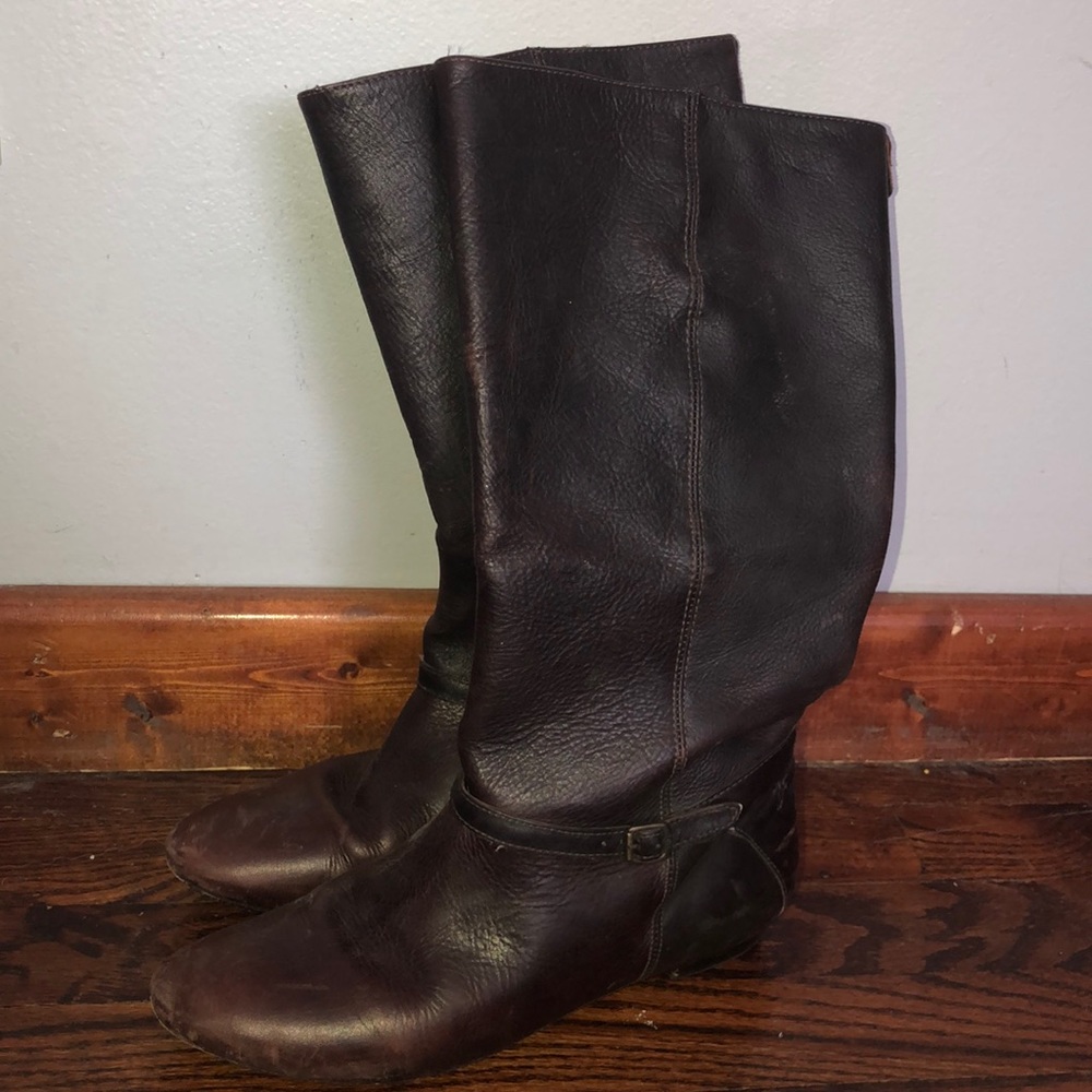 Frye brown leather boots, small heel, 7.5